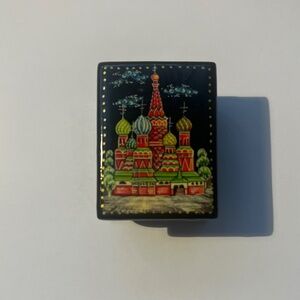 Russia St. Basil's Catheddal Moscow Palekh Hand Painted Lacquered Small Box